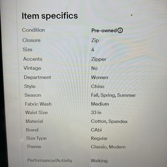 CAbi Off the Map Prep Short #326 Blue and White Ikat Style Sz 4 - Picture 7 of 8